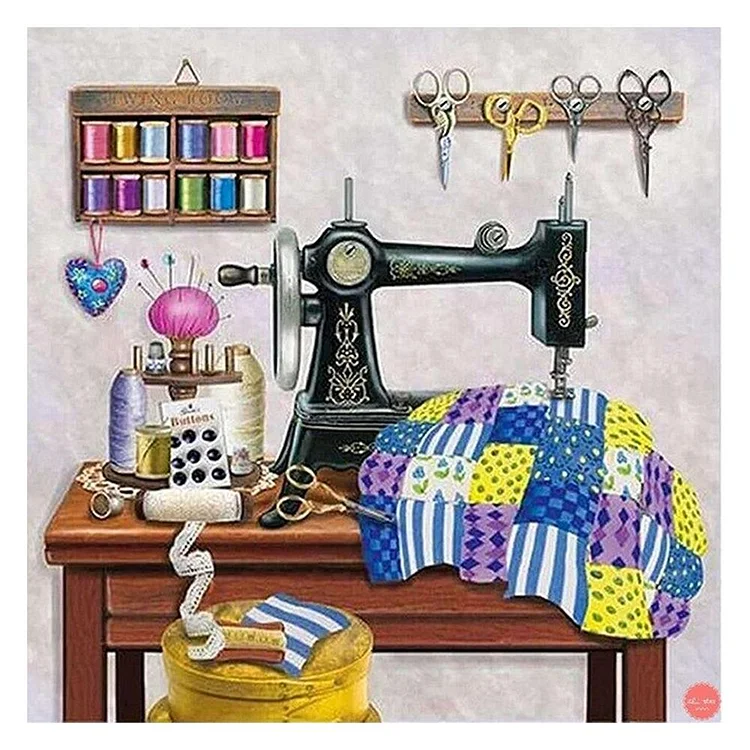 Sewing Machine 30X30Cm(Canvas) Full Round Drill Diamond Painting gbfke