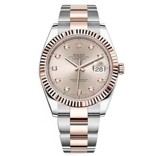 Rolex Oyster Perpetual Datejust 41 Watch, Two-tone Oyster bracelet, Sundust dial set with diamonds,