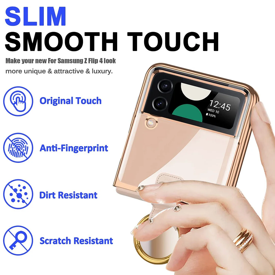 For Samsung ZFlip4 Shell Film Phantom Ring Personality Pure Color Simple Transparent PC Hard Case Phone Case