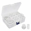 2Psc Pumpkin +16Pcs Round Bottles Diamond Painting Containers Multi Purpose Portable Plastic Case Box with Stickers & Compartments Arts Crafts Storage Bottle for Hardware Rhinestone (16pcs)