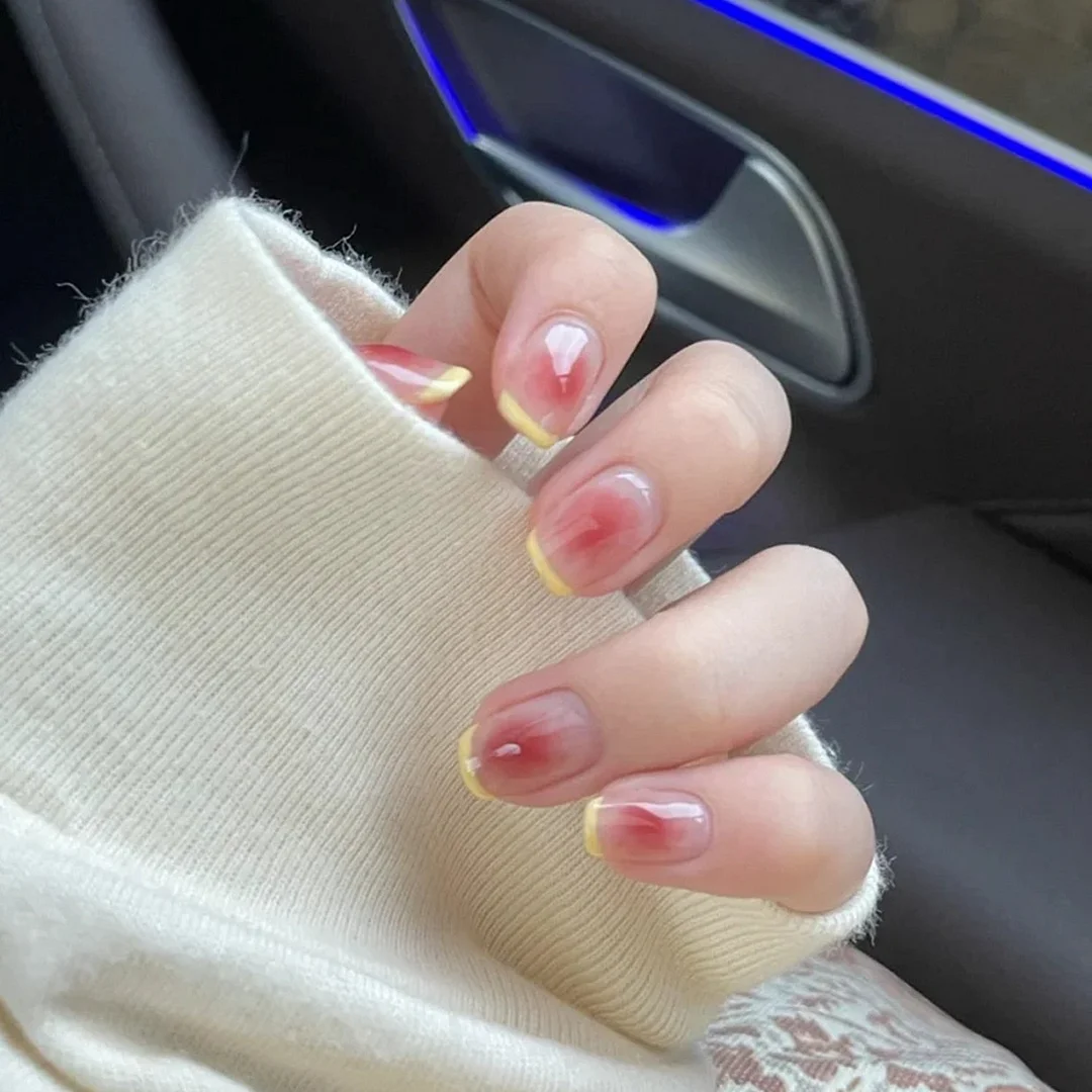 24pcs Detachable Short False Nails Minimalist Black Stripe With Diamond Wearable Fake Nails Ballet Coffin Full Cover Nail Tips-Nail Inspo