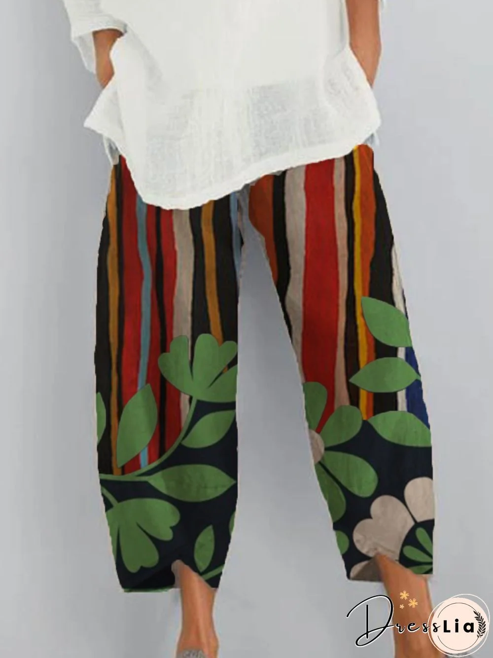 Multicolor Printed Simple Pants