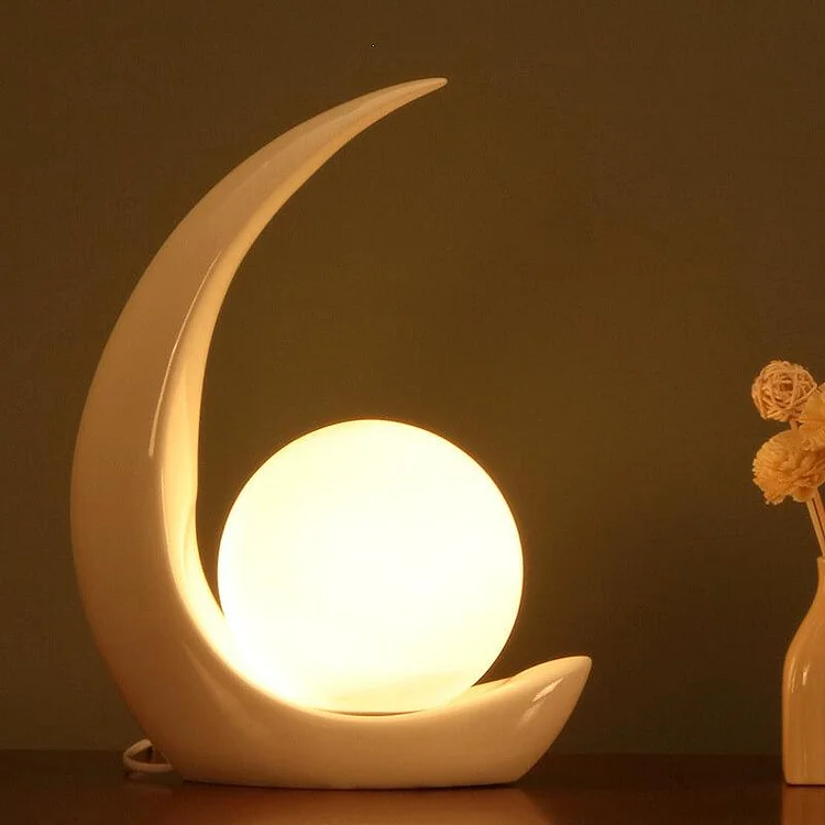 Creative Crescent Night Resin 1-Light Table Lamps socialshop