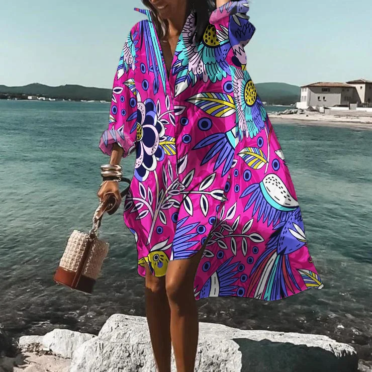 ⚡NEW SEASON⚡Relaxed Polka-Dot Floral-Print Resort Midi Dress