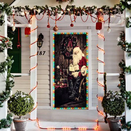 Good Old Santa Claus with Christmas Gifts Door Mural