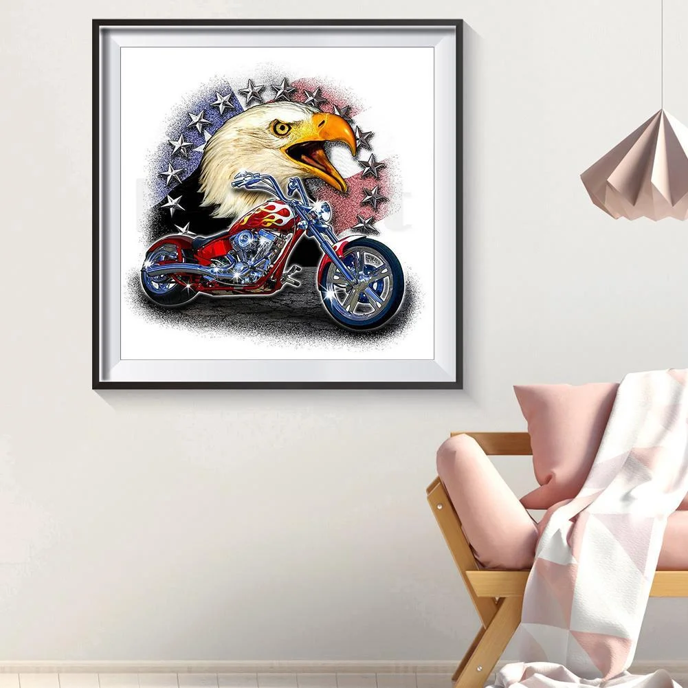 Diamond Painting - Full Round Drill - Motorcycle Eagle(30*30cm)