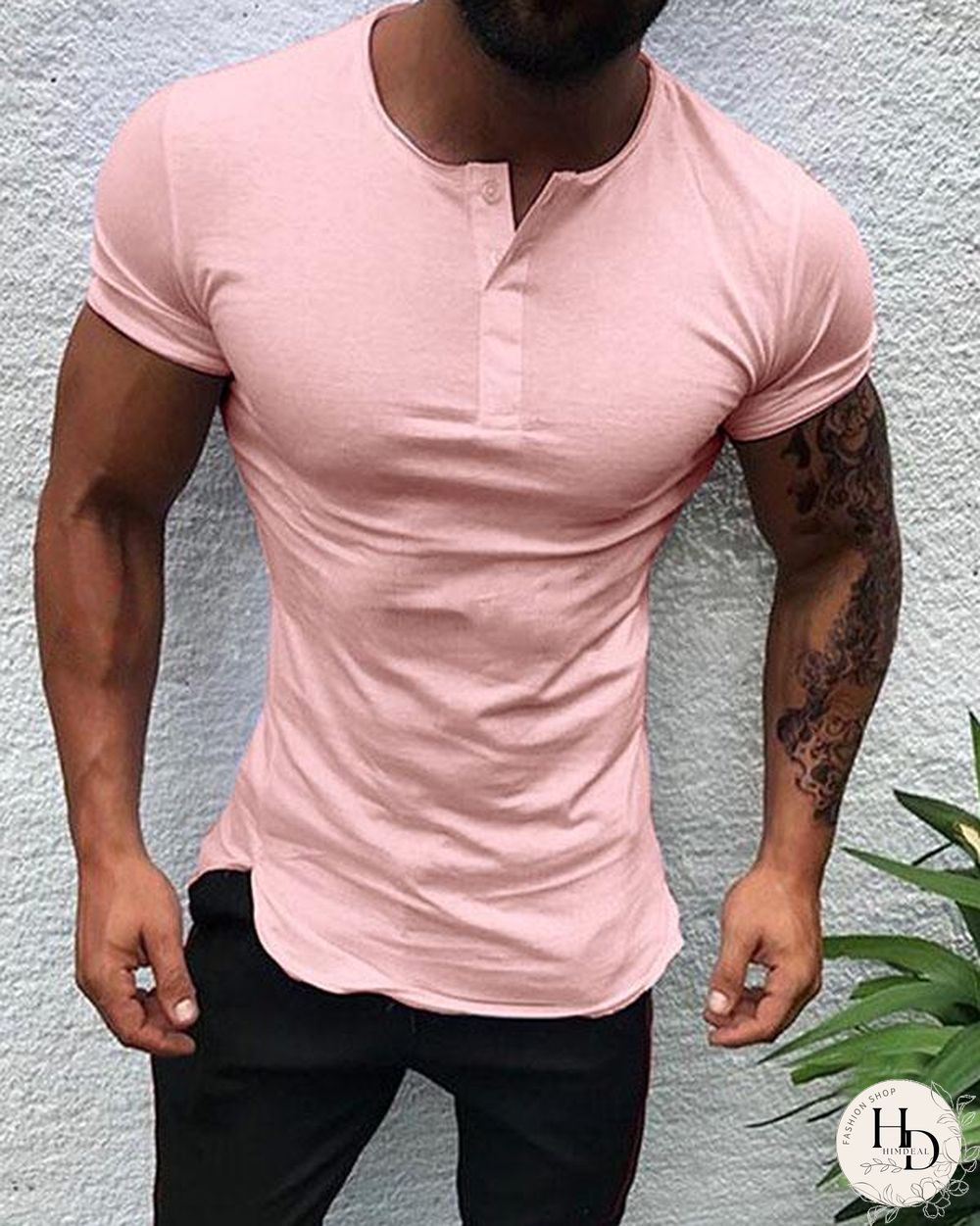 Mens Solid Casual Leisure Slim Shirts