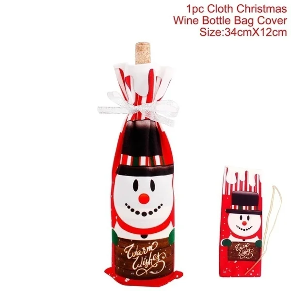 New Christmas Wine Bag Decorations for Home Santa Claus Wine Bottle Cover Snowman Gift Holders Xmas Navidad Decor New Year