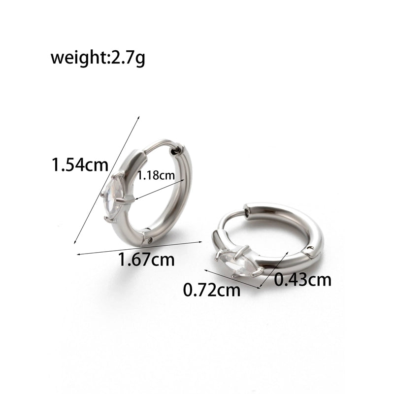 1 Pair French Style Minimalist Korean Style Pentagram Geometric Heart Shape Plating Inlay 304 Stainless Steel Zircon Earrings