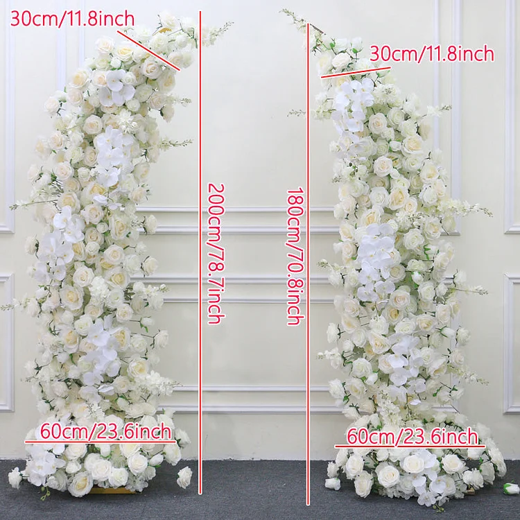 White backdrop flower arch wedding floral arrangement stage party decor white rose orchid series A082 A7152 A4764 A4965 A7695