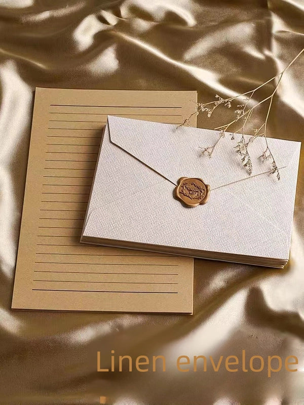 Vintage Linen Texture Envelope Paper Set Special Paper For Letters Invitations Postcards Wax Seal Envelope