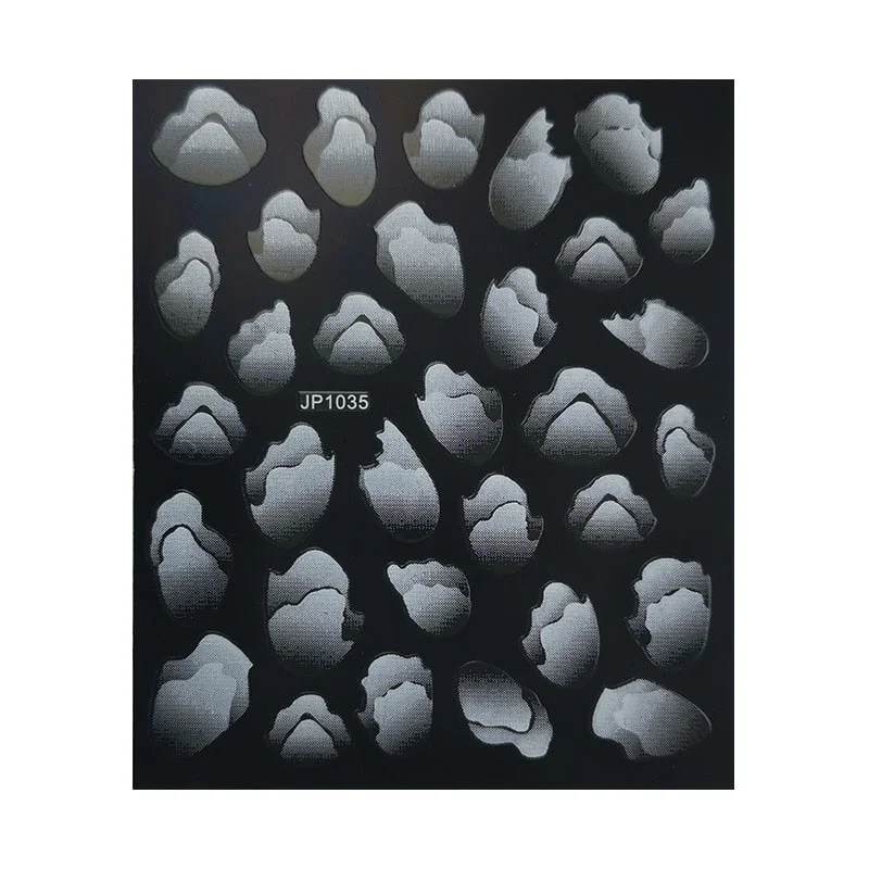 5D White Nail Sticker Rose Flower Engraved Embosse Design Transfer Decals Slider Wraps DIY Nail Art Decoration Accessories