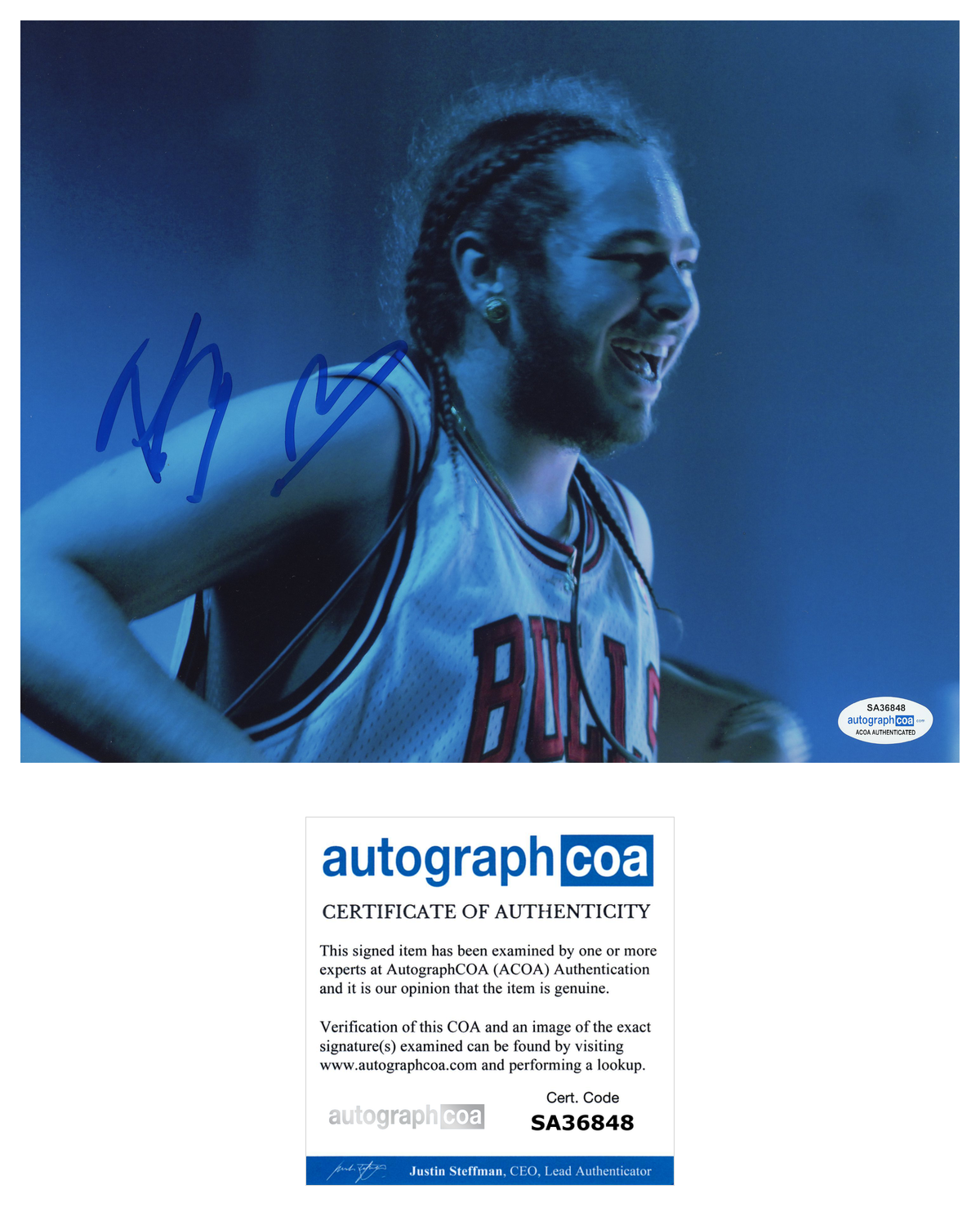 Post Malone Signed Autographed 8x10 Photo Poster painting Hollywood's Bleeding ACOA COA