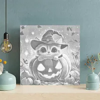 Pumpkin Cat With Hat - Dot Painting