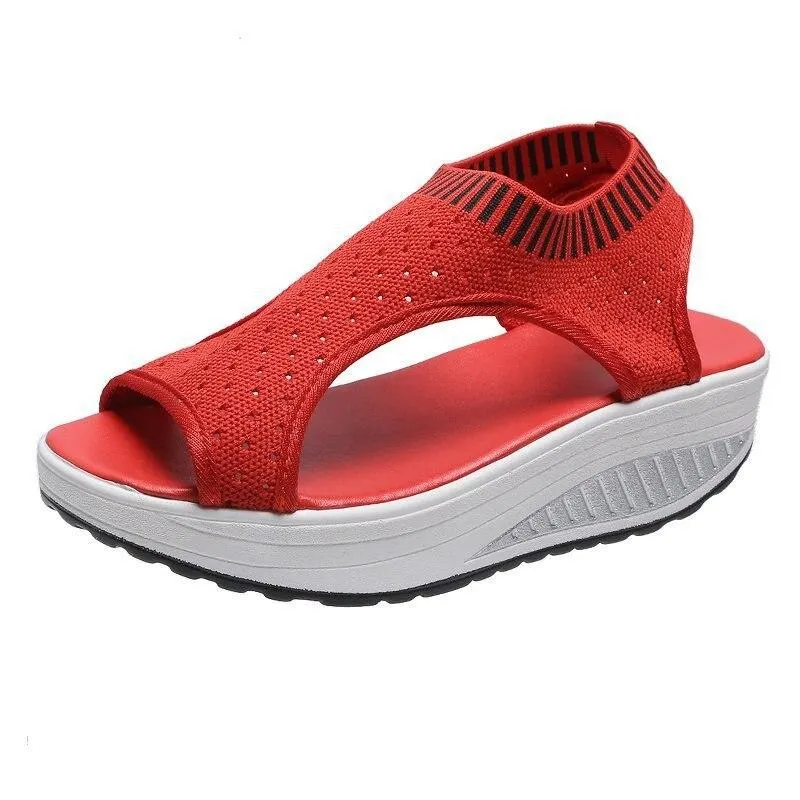 Gladiator Sandalias Mujer 2021 Female Wedge Heels Shoes Women Summer Comfortable Sandals Slip-on Flat Sandals Platform Sandalias