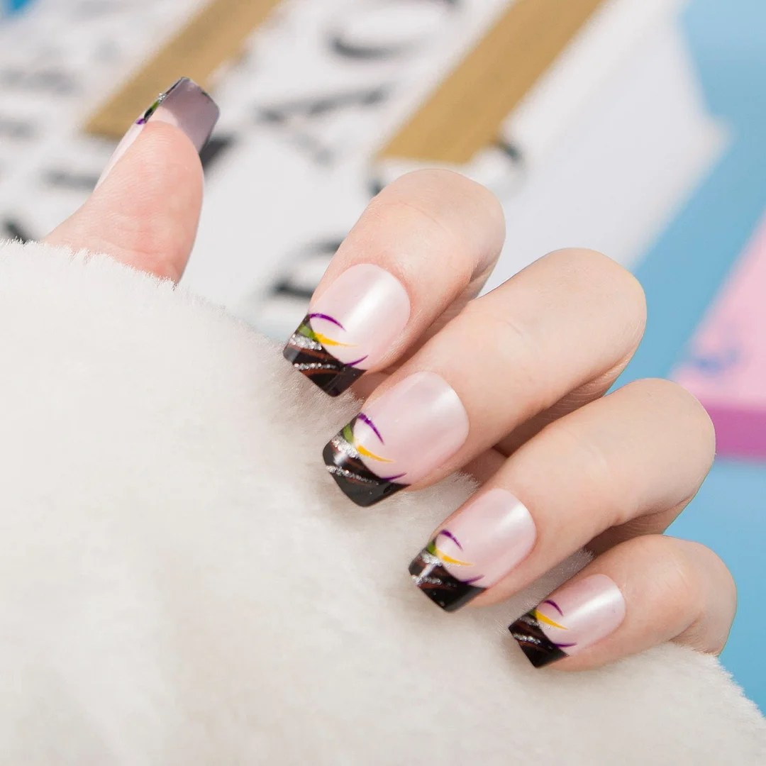 24pcs/set Fashion Acrylic Full Cover Fake Nails 10 Sizes Press on Nails Designs French False Nail Art Tips 278 Fingernail Tips-Nail Inspo