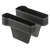 PU Leather Car Seat Organizer with Cup Holders 2 Hooks Auto Console Side Storage Box Universal Fit for Phone Sunglasses Accessories (Black 1Set)