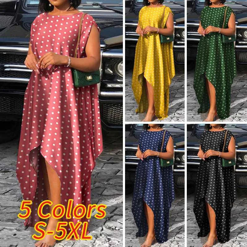 Women Dress VONDA Vintage Polka Dot Printed Asymmetric Hem Vestidos  Irregular Hem Dresses O Neck Sleeveless Sundress