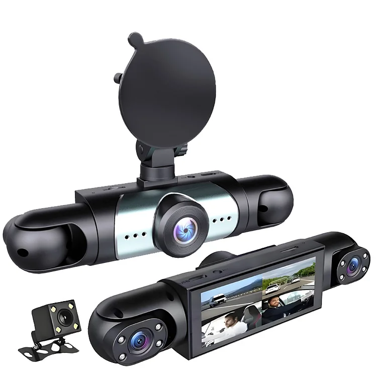 🔥Spedizione gratuita 📢📢50% DI SCONTO!! ⏰ Dashcam HD 1080p con Triplo Obiettivo + Telecamera Posteriore &ndash; Registrazione 24h, Rilevamento Movimento & WiFi Incluso! 🚗📹