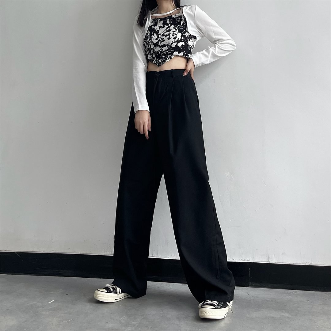 RETRO HIGH WAIST WIDE LEG SUIT PANTS