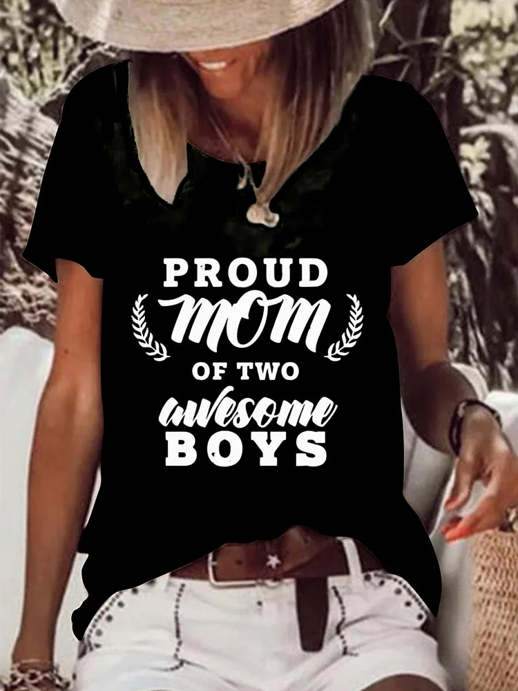 Proud mom of two awesome boys Raw Hem Tee-0025973