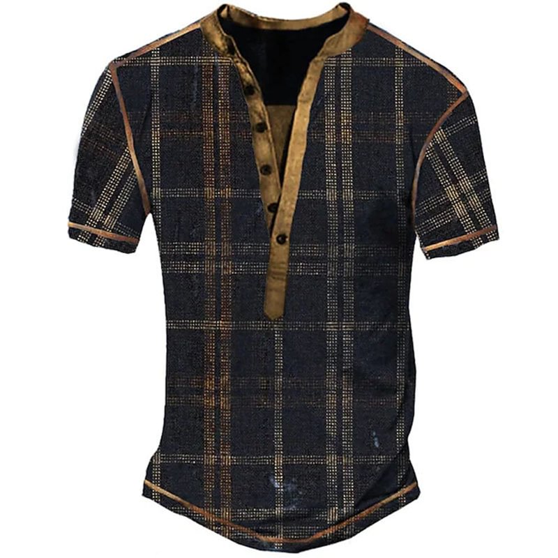 Men's Plaid Printed T-Shirt
