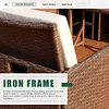 9 Pieces Patio Dining Set Outdoor Space Saving Wicker Rattan Chairs with Glass Table Patio Furniture Set with Ottoman and Cushions,Dust Cover