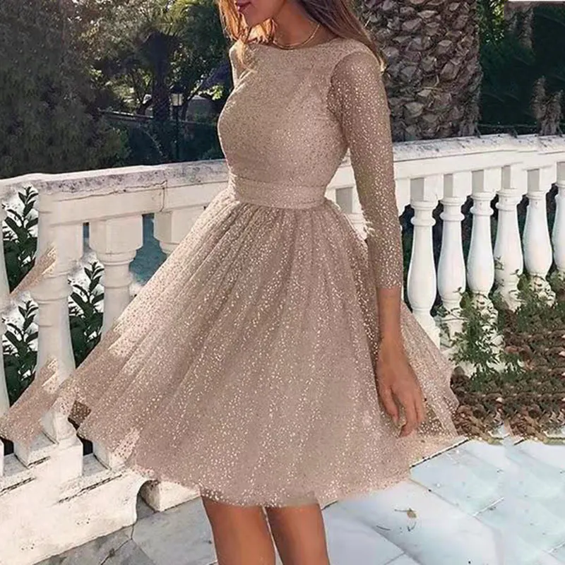 Uveng Uveng Ladies Fashioned Long Sleeve Dress High Waist Evening Cocktail Party Dresses Women's Fashion Costumes