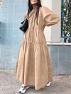 Solid Color Loose Long Sleeves Maxi Dresses