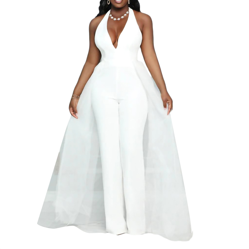 2023 Summer New women's temperament gauze stitching jumpsuit