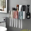 Modern Home Living Bathroom Gadget Toothbrush Holder Cups Toothpaste Squeezer 