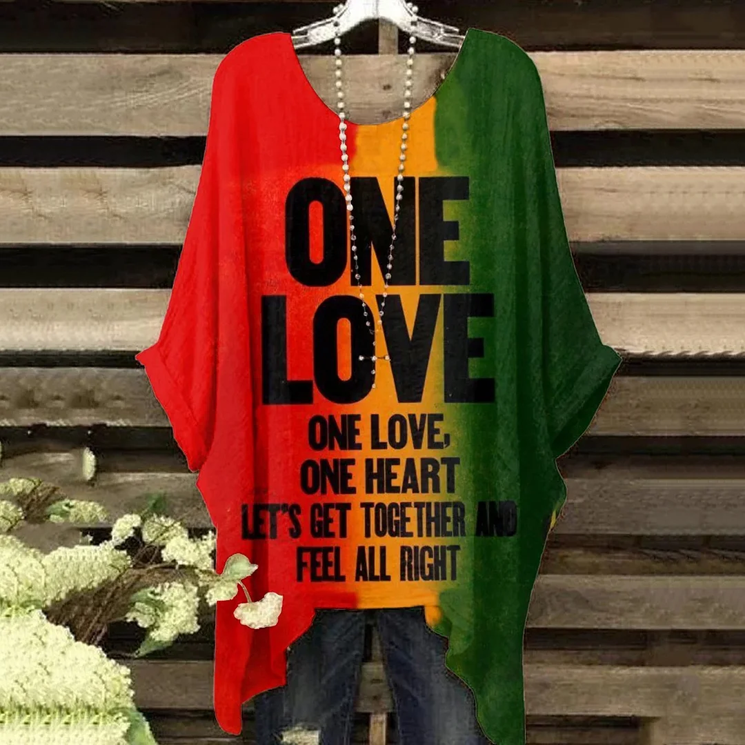 Vintage Reggae One Love Irregular Shirt