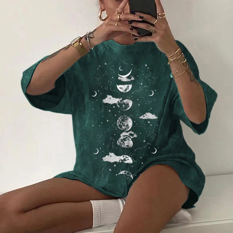   Lovely Sun Moon Clouds Print T-shirt - Neojana