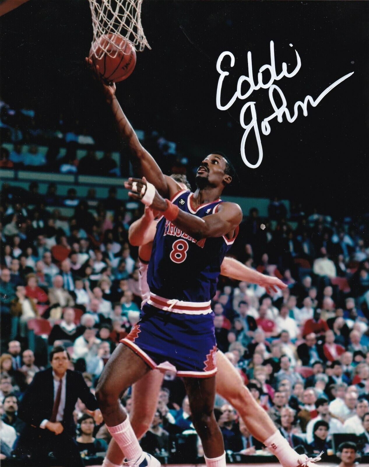 EDDIE JOHNSON PHOENIX SUNS ACTION SIGNED 8x10 Photo Poster painting