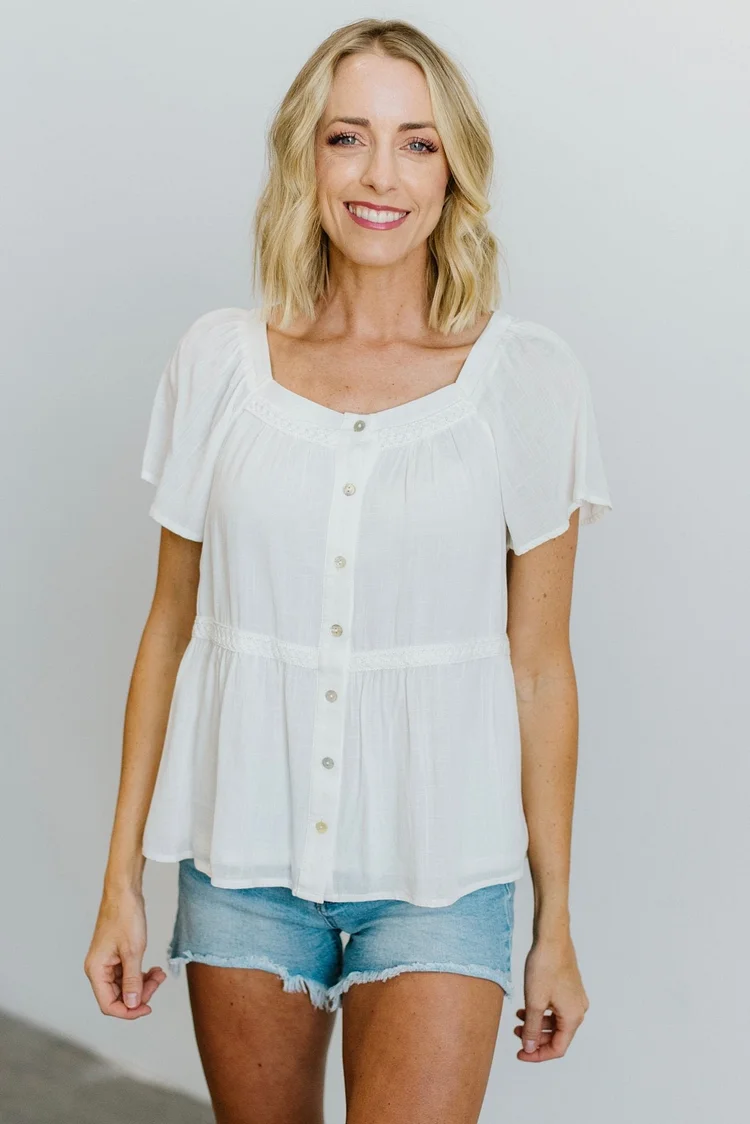 Classic Button Up Shirt for Women - Off White