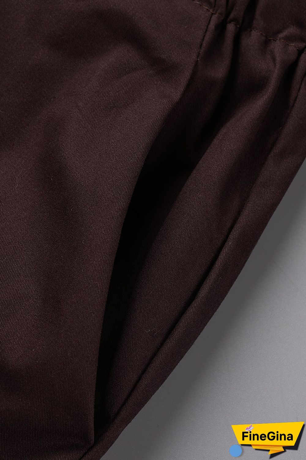 Brown Casual Street Solid Patchwork Pocket Loose Low Waist Wide Leg Solid Color Bottoms