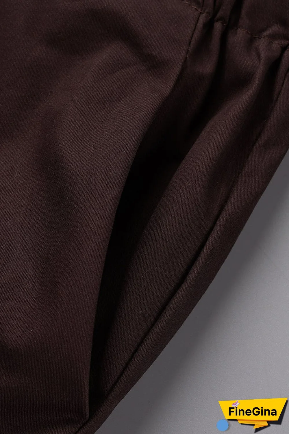 Brown Casual Street Solid Patchwork Pocket Loose Low Waist Wide Leg Solid Color Bottoms