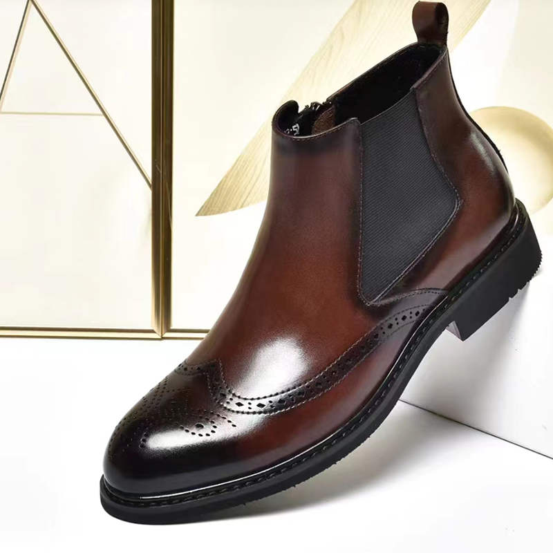DANRRIO Brogue Carved Chelsea Boots DANRRIO.COM DANRRIO