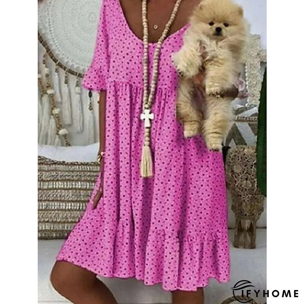Women's Casual Dress Summer Dress Polka&nbsp;Dot&nbsp;Dress Polka Dot Ruched Print Crew Neck Mini Dress Fashion Streetwear Outdoor Daily Short Sleeve Regular Fit Yellow Pink Red Spring Summer S M L XL XXL | IFYHOME