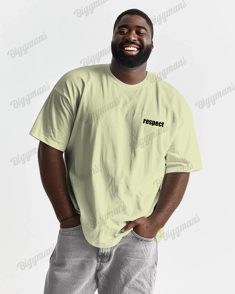 100% Cotton-simple Chest Letter Print Men's Loose Plus Size Short Sleeve T-shirt