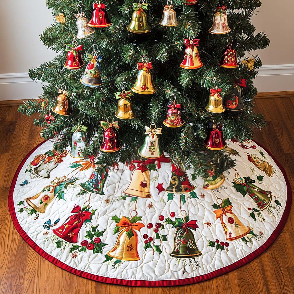 Festive Chimes Christmas Quilted Tree Skirt NCU0NT2338