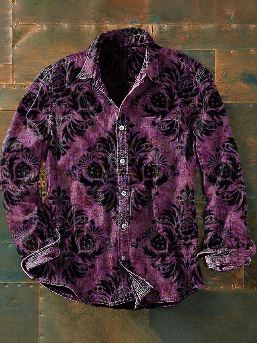 Unisex Men's Retro Graphic Print Casual Long Sleeve Shirt