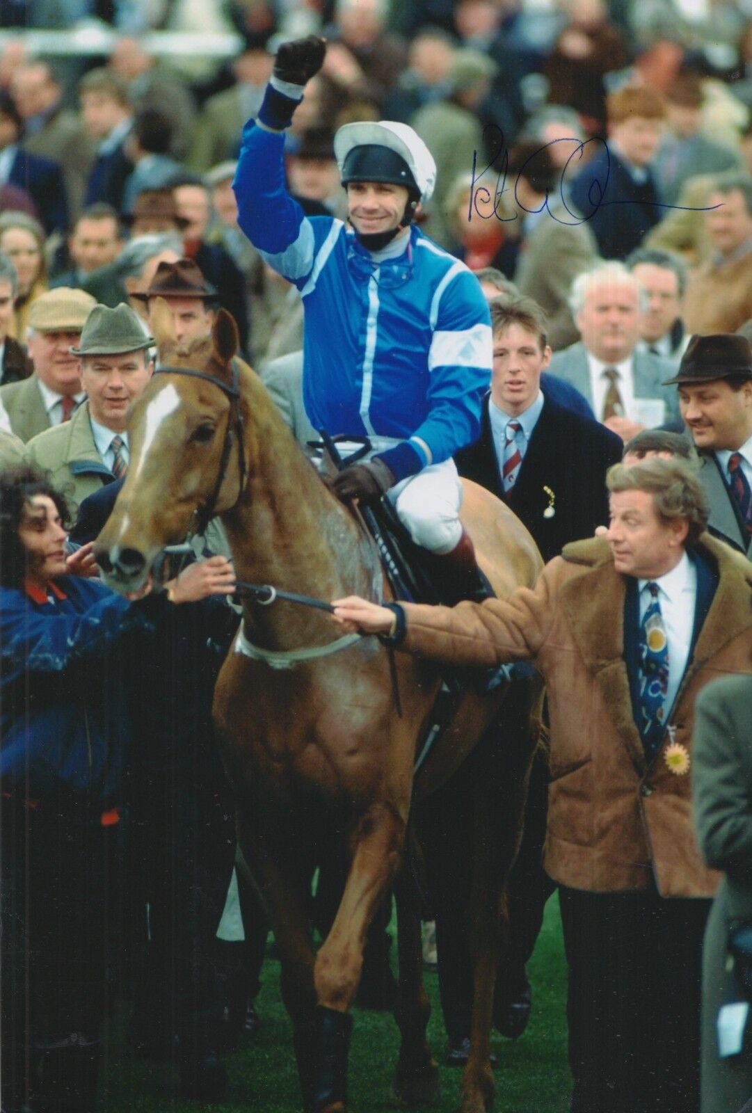 PETER SCUDAMORE HAND SIGNED 12X8 Photo Poster painting HORSE RACING.