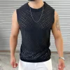  Men's Woven Pattern Sleeveless Knit Vest - Stylish and Versatile for Casual Wear by Inlyline