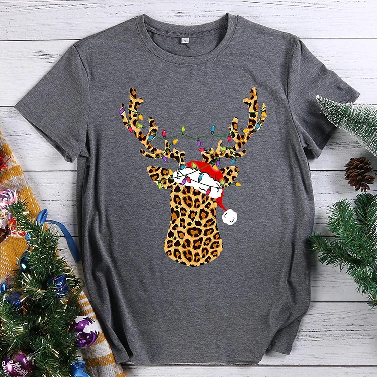 Leopard Deer Head Christmas Lights  T-Shirt-614432-Annaletters