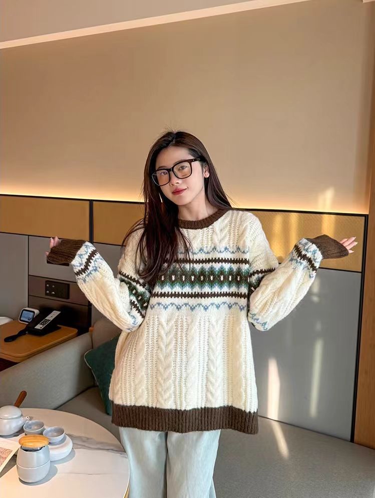 Chicfifth Sweater Women Winter Long Sleeve High Quality Autumn Vintage Top Knitted Cardigan