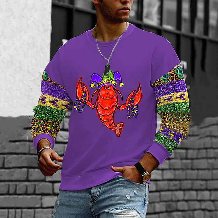 Comstylish Men's Mardi Gras Crawfish Casual Sweatshirt