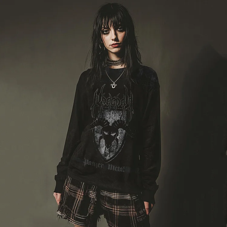 Black Metal Band Design Long Sleeved T-shirt