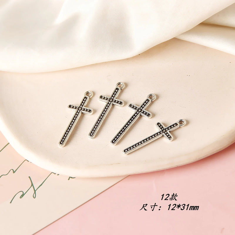 10 PCS/Package 8 * 20mm Alloy Cross Polished Pendant Jewelry Accessories