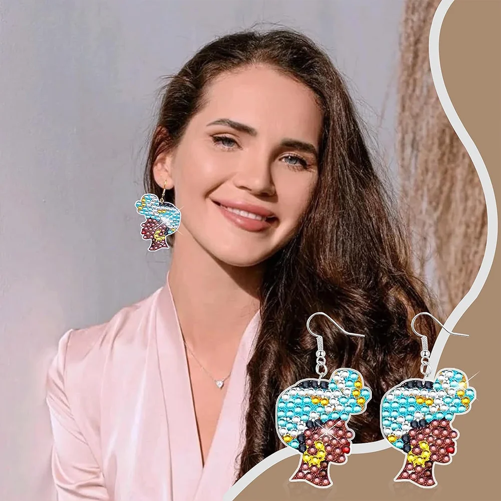 8 Pairs Christmas Series Double Sided Diamond Painting Earrings for Women Girl Jewelry Crafting